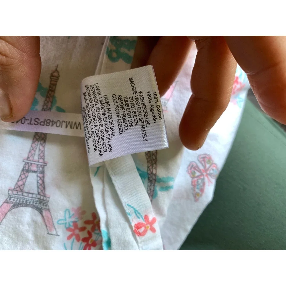Your Zone Paris Eiffel Tower Butterfly Twin XL Cotton Sheet Set White Pink‎ Teal